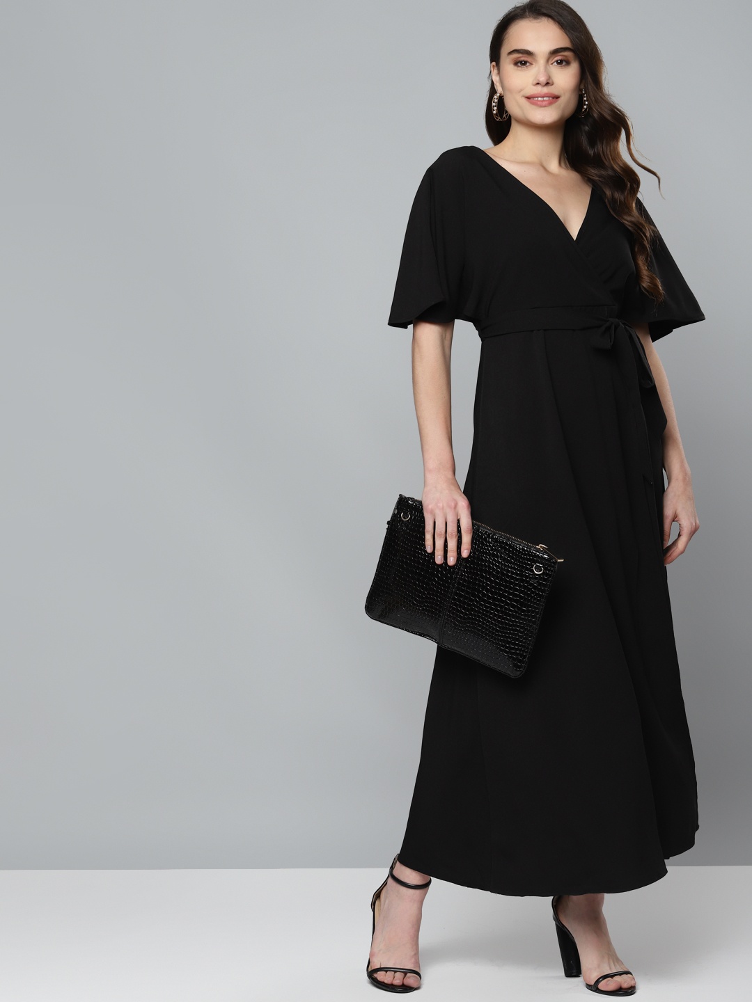 

Femella Black Kimono Wrap Maxi Dress