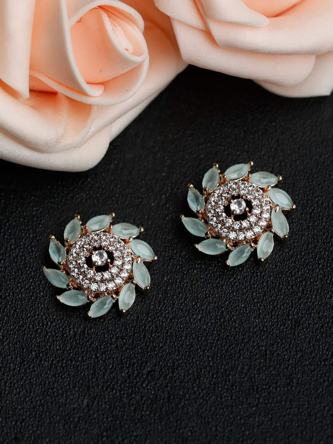

Priyaasi Grey Floral Studs Earrings