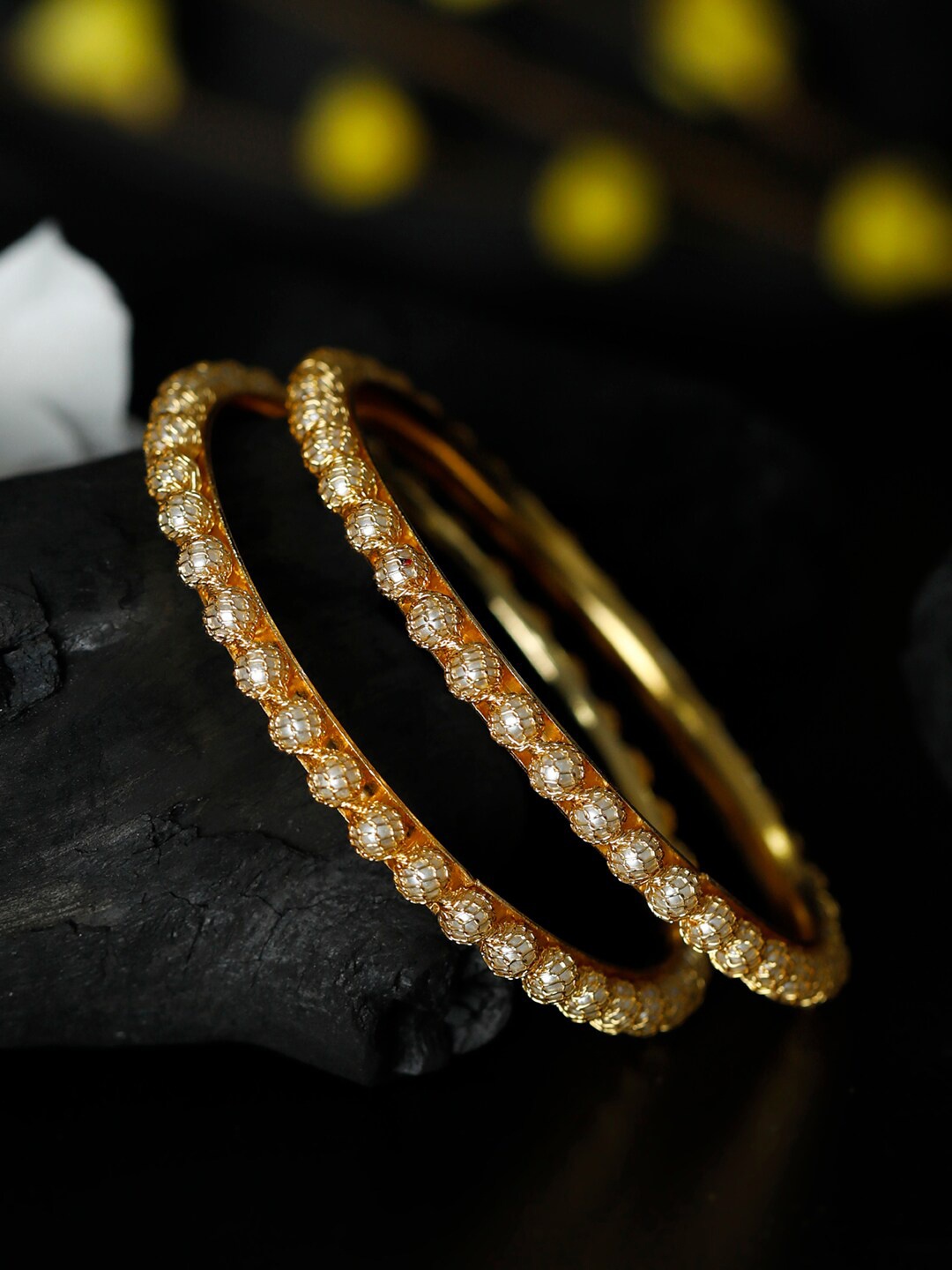 

Priyaasi Gold-Plated Pearls Studded Set of 2 Bangles