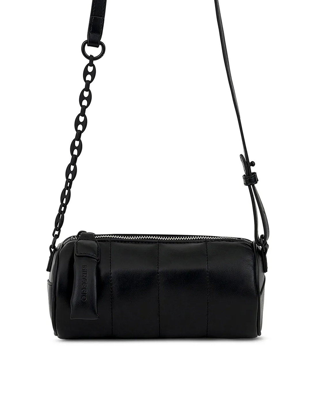 

MIRAGGIO Women Quilted Structured Sling Bag, Black