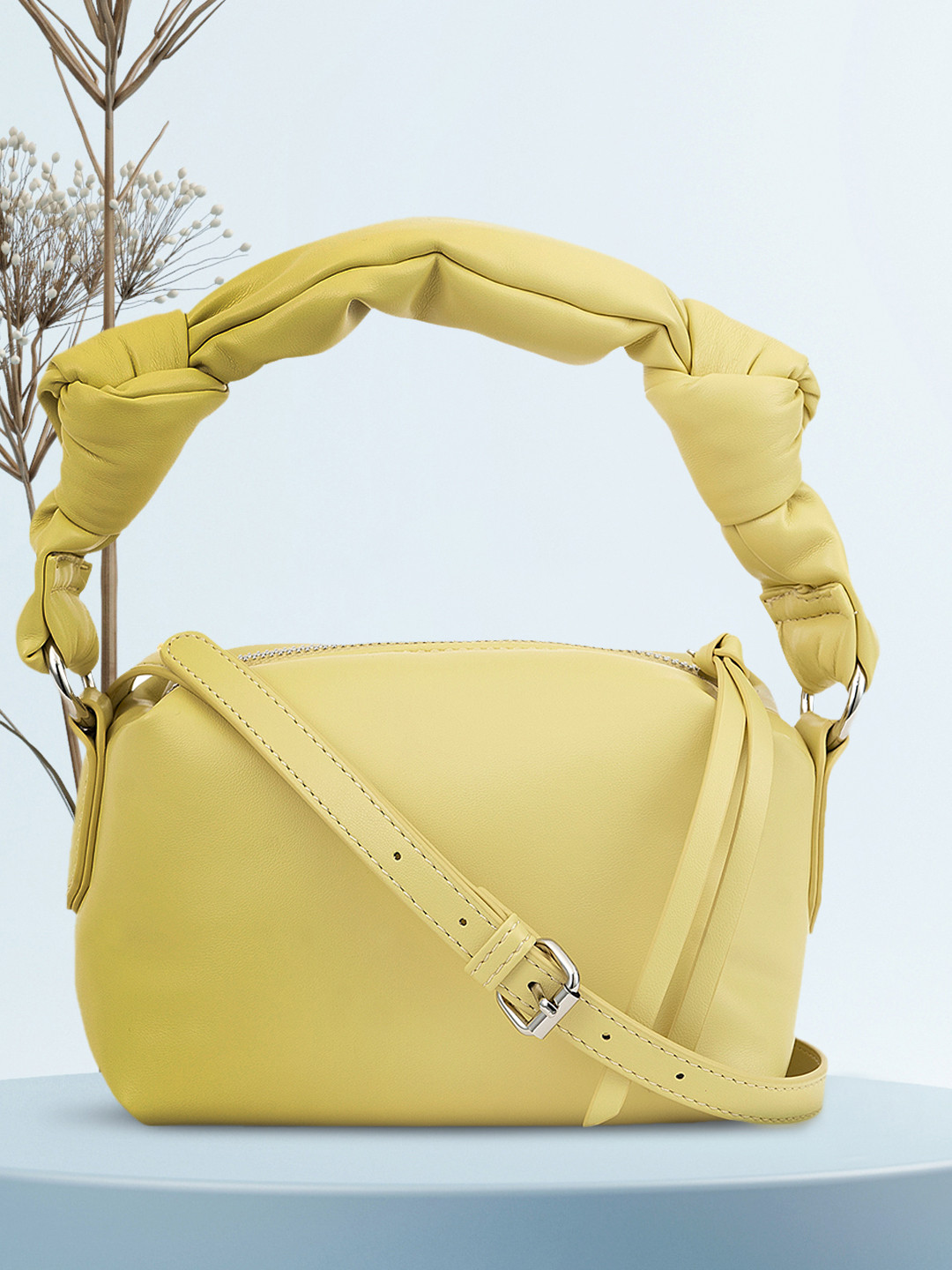 

MIRAGGIO Yellow PU Structured Sling Bag with Tasselled