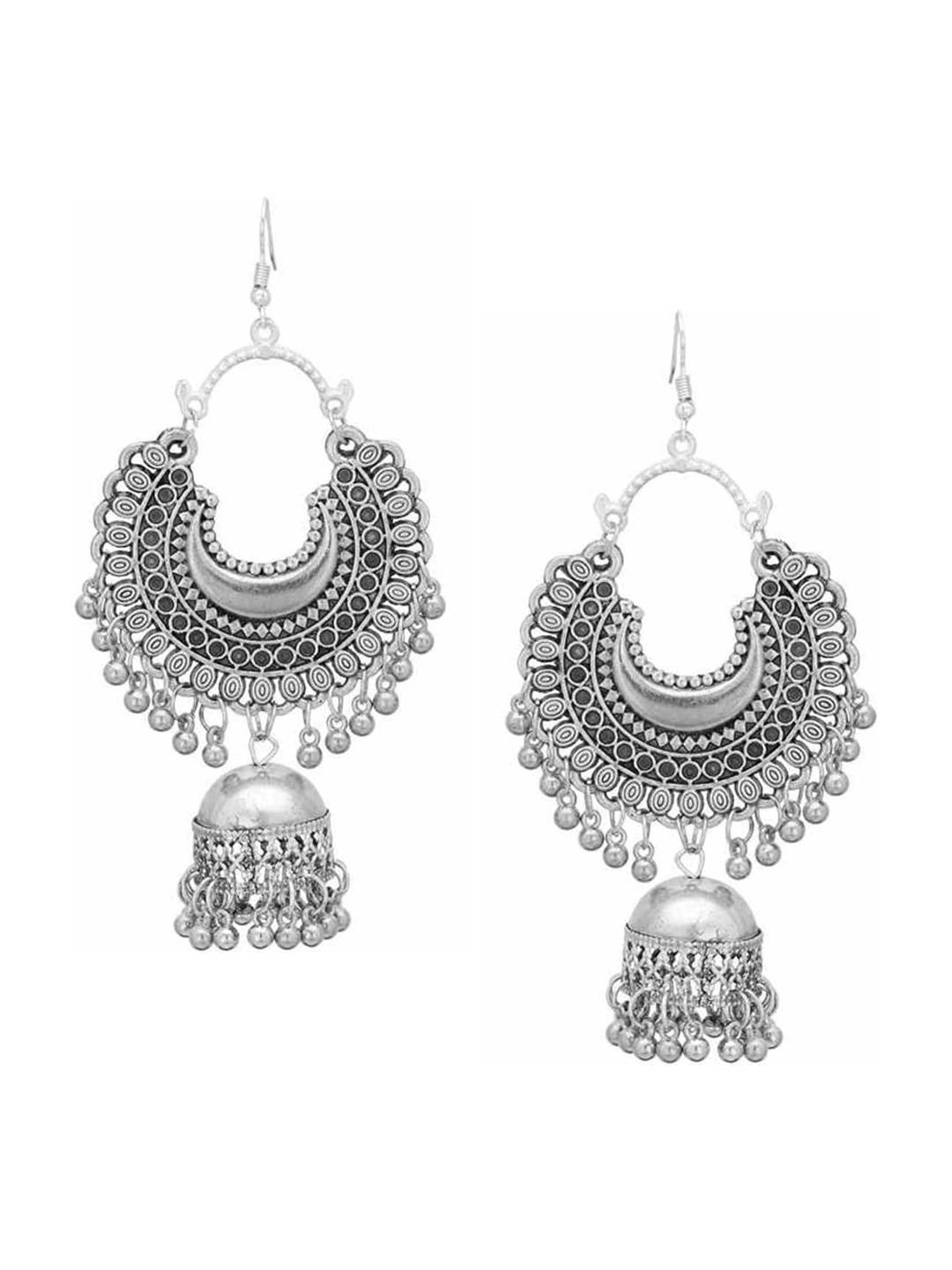 

Vembley Silver-Toned Classic Jhumkas Earrings