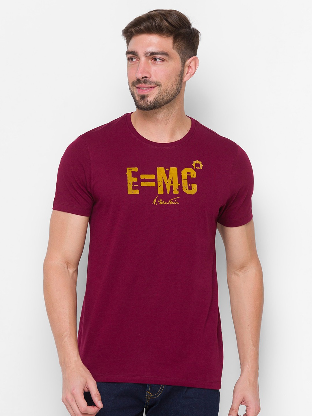 

SPYKAR Men Red Typography Printed Slim Fit Cotton T-shirt