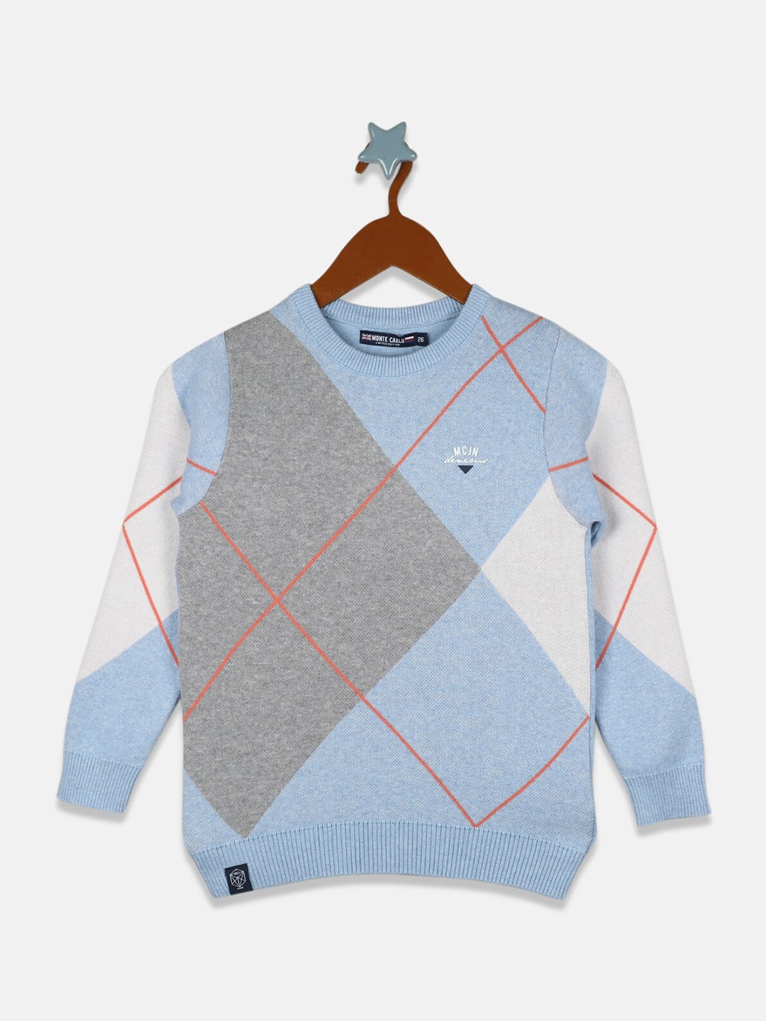 

Monte Carlo Boys Blue & Grey Printed Cotton Pullover