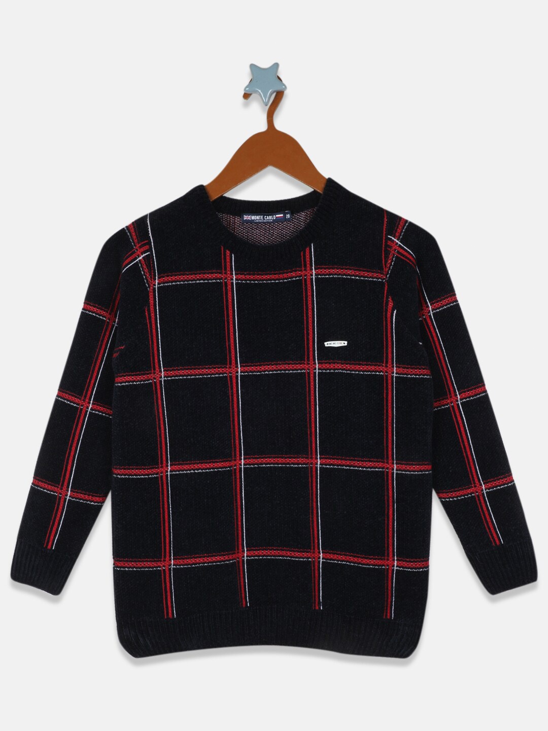 

Monte Carlo Boys Red & Black Checked Woolen Pullover