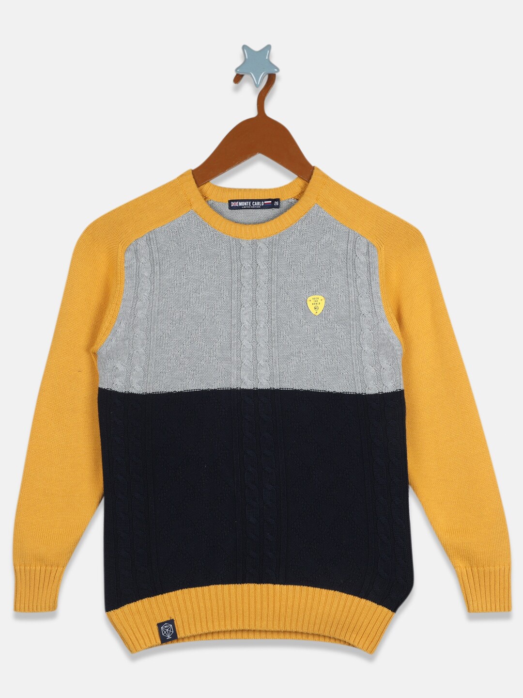 

Monte Carlo Boys Yellow & Black Colourblocked Cotton Pullover