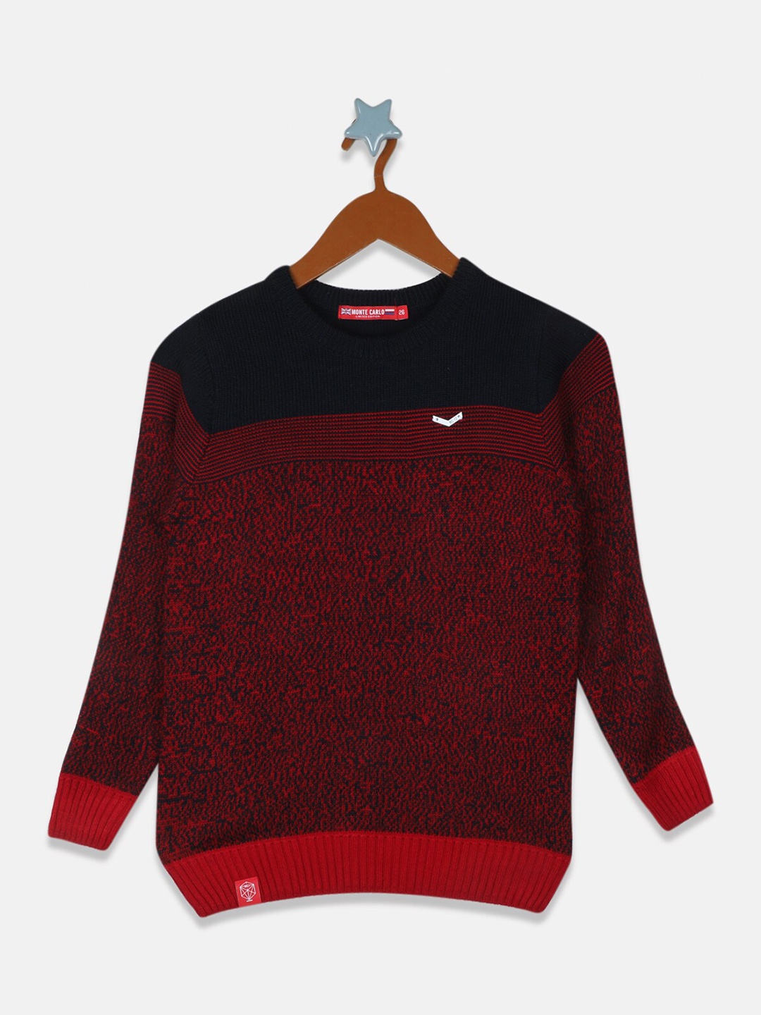 

Monte Carlo Boys Maroon & Black Colourblocked Pullover