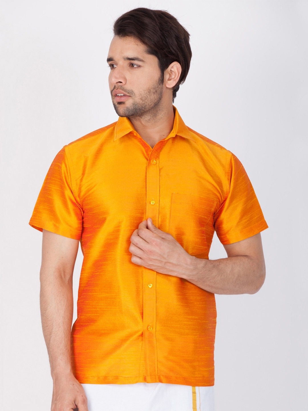

VASTRAMAY Men Orange Premium Casual Shirt