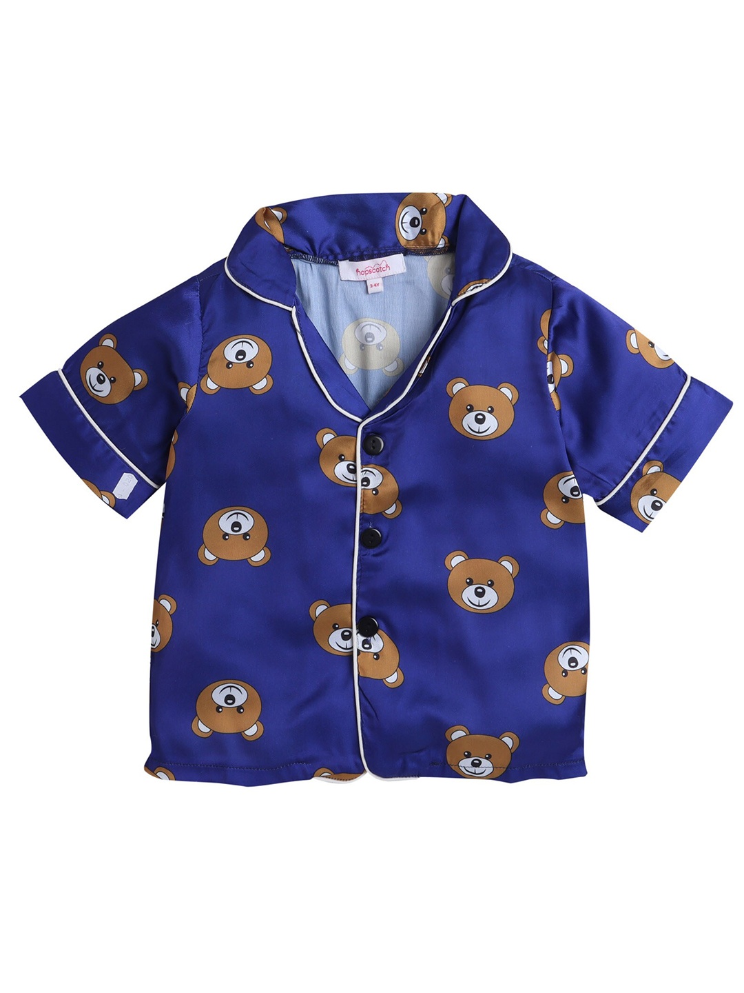 

Hopscotch Boys Blue & Brown Printed Night suit