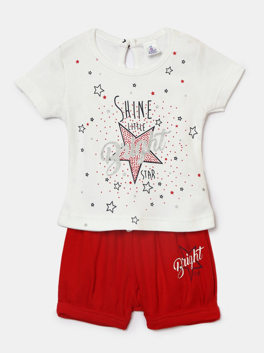 

Hopscotch Girls White & Red Printed T-shirt with Shorts