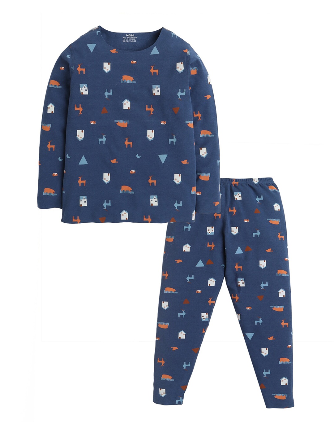 

Hopscotch Boys Blue & White Animal Printed Co-Ord Set, Navy blue