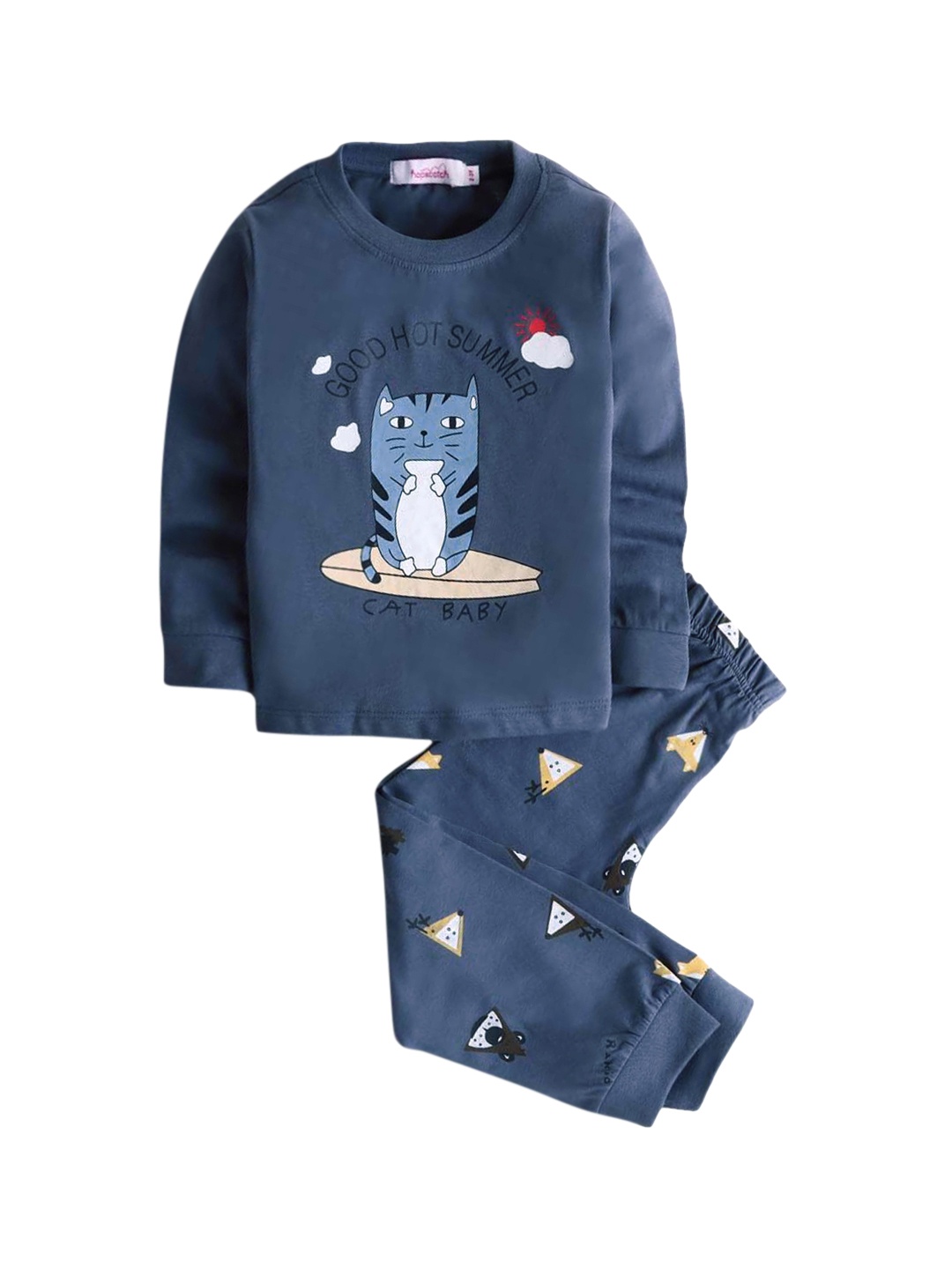 

Hopscotch Boys Blue & Yellow Printed Top with Trousers