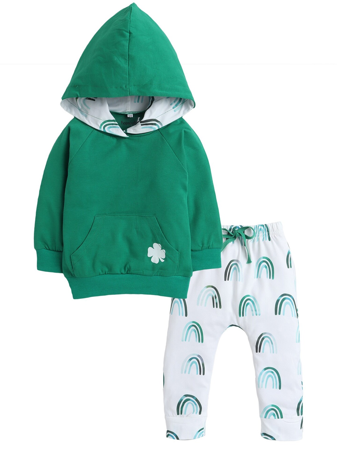 

Hopscotch Girls Green & White Printed Sweatshirt with Trousers