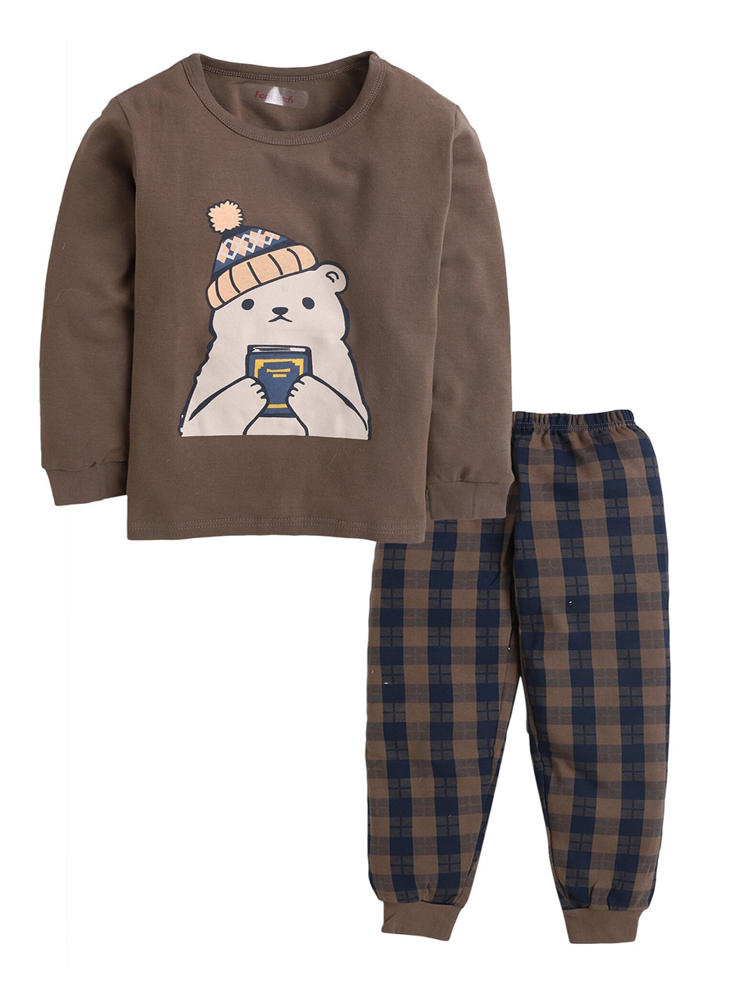 

Hopscotch Boys Brown Printed Organic Cotton T Shirt & Pyjama