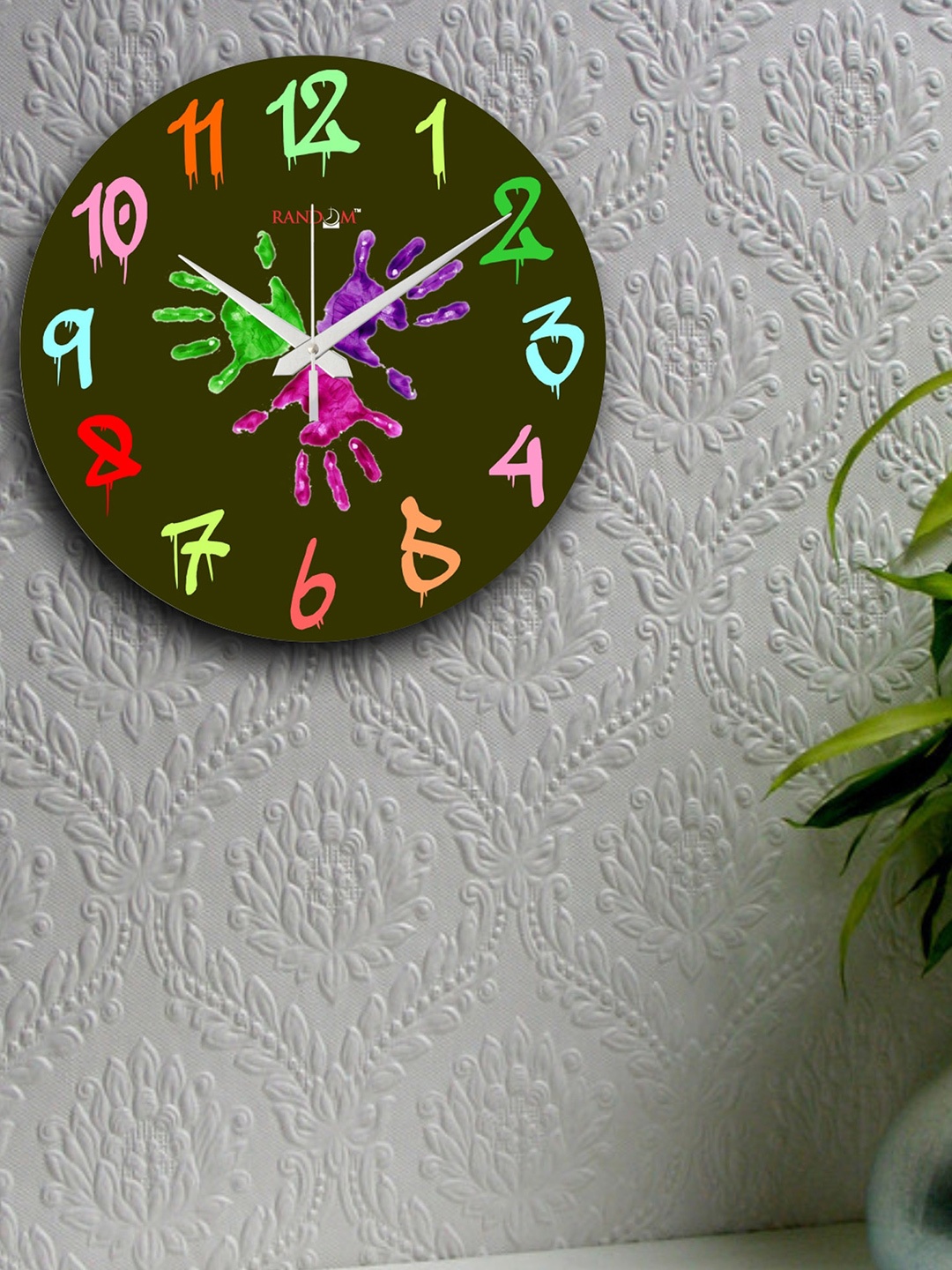 

RANDOM Green Printed Dial Wooden 29.21 cm Analogue Wall Clock