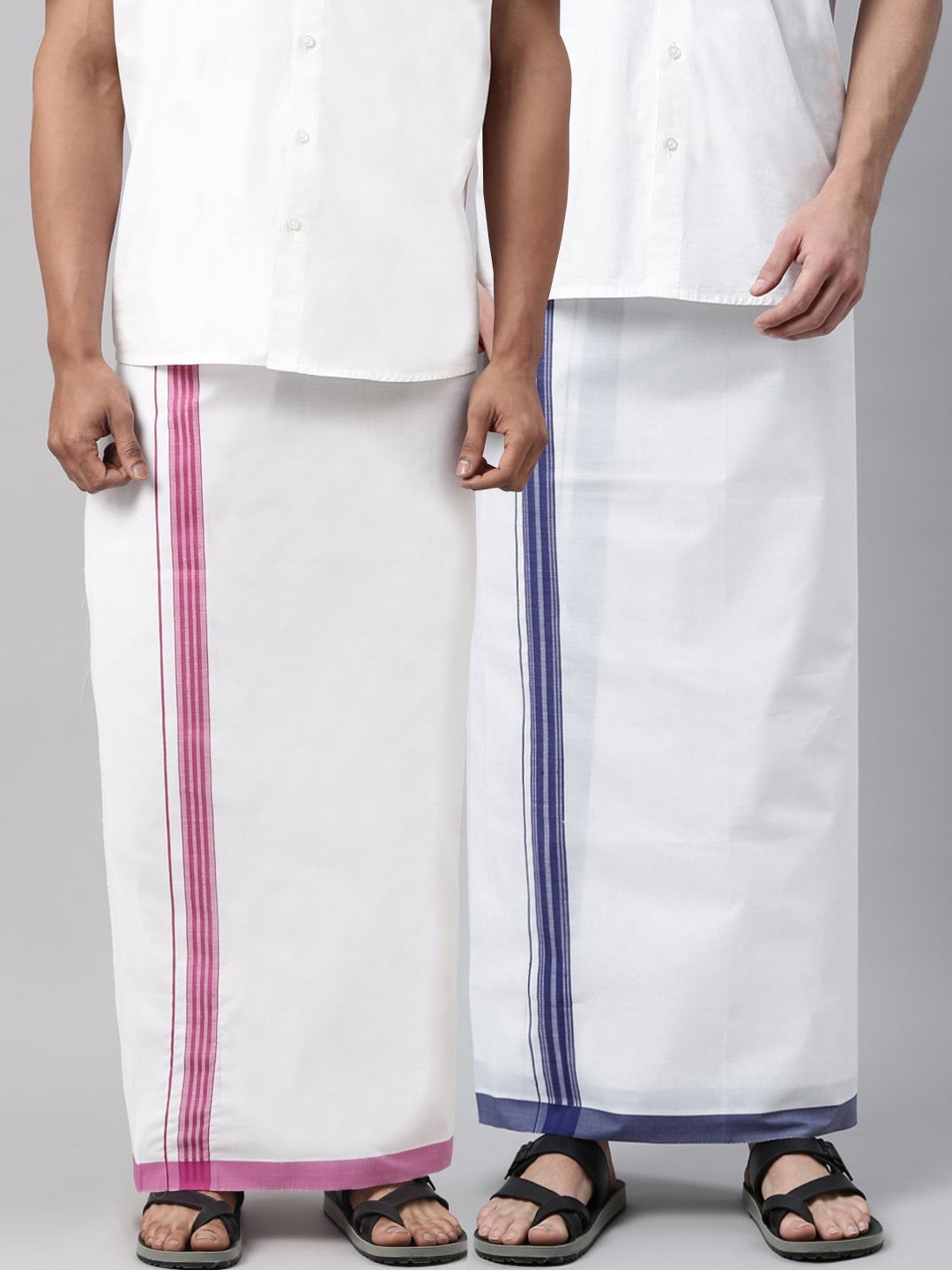 

WHITE HEART Pack Of 2 Men Solid Pure Cotton Dhoti