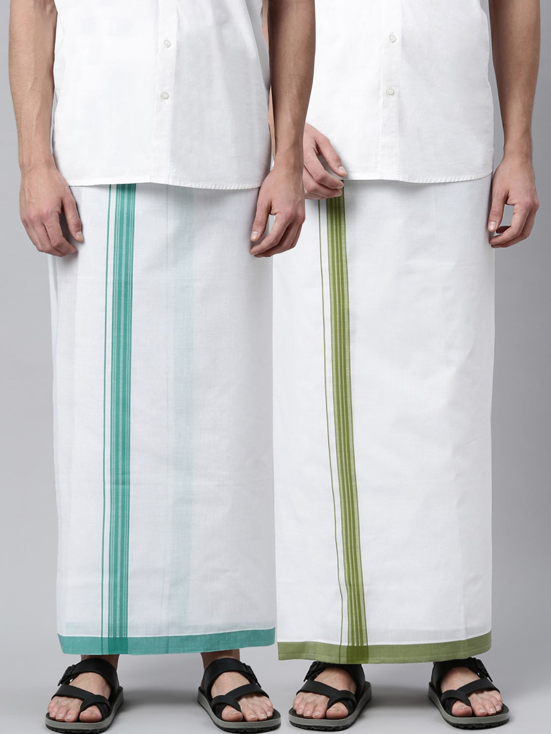 

WHITE HEART Men Pack Of 2 Solid Pure Cotton Dhoti