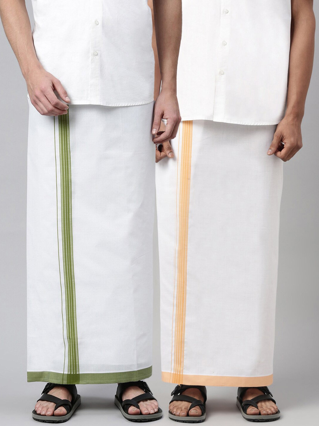 

WHITE HEART Men Pack of 2 White Solid Pure Cotton Dhoti