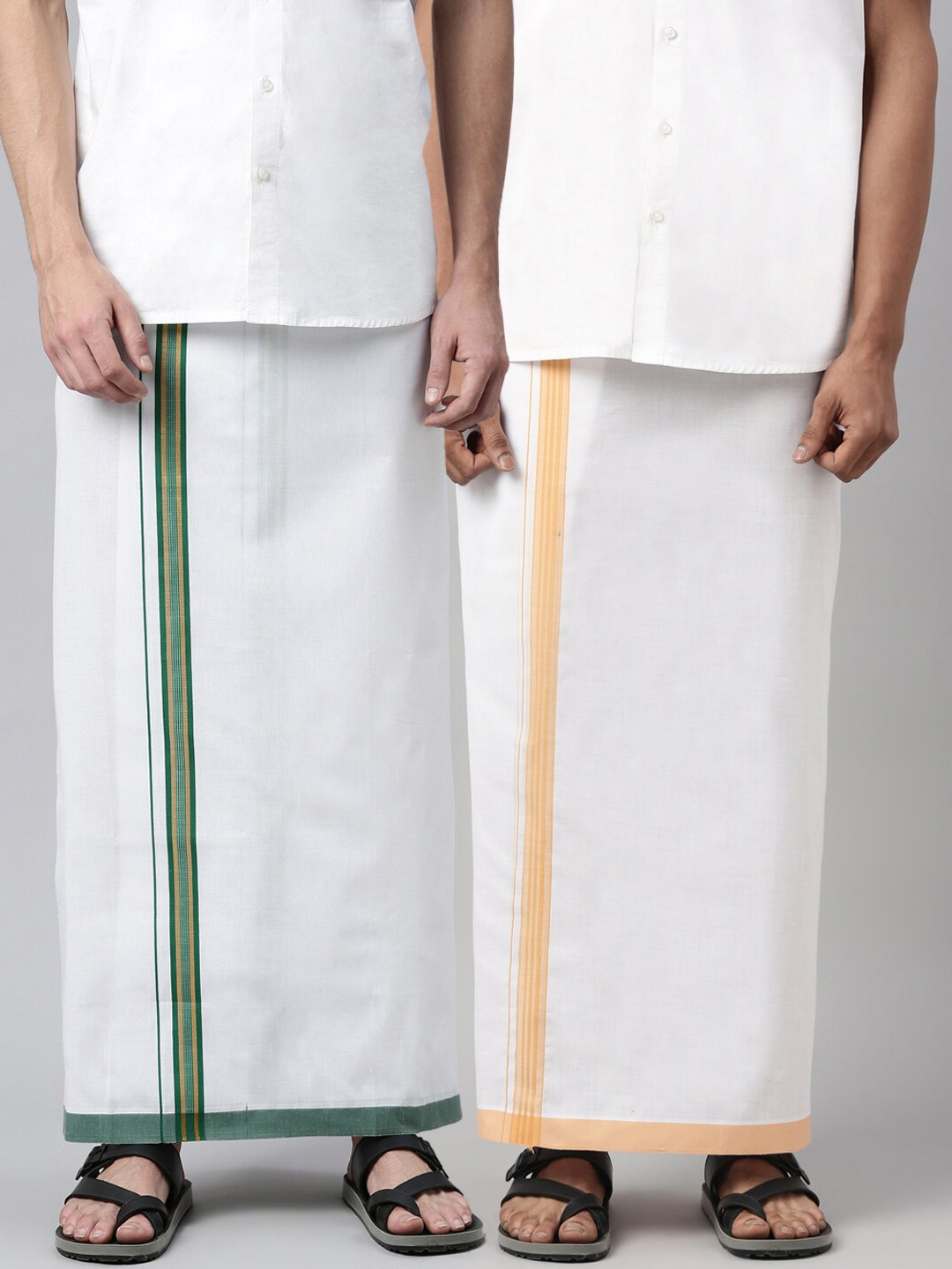 

WHITE HEART Men Pack of 2 White Solid Pure Cotton Dhoti