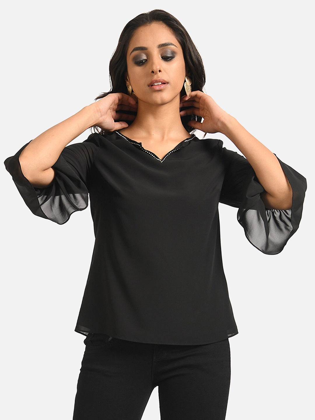 

ATTIC SALT Black Georgette Top