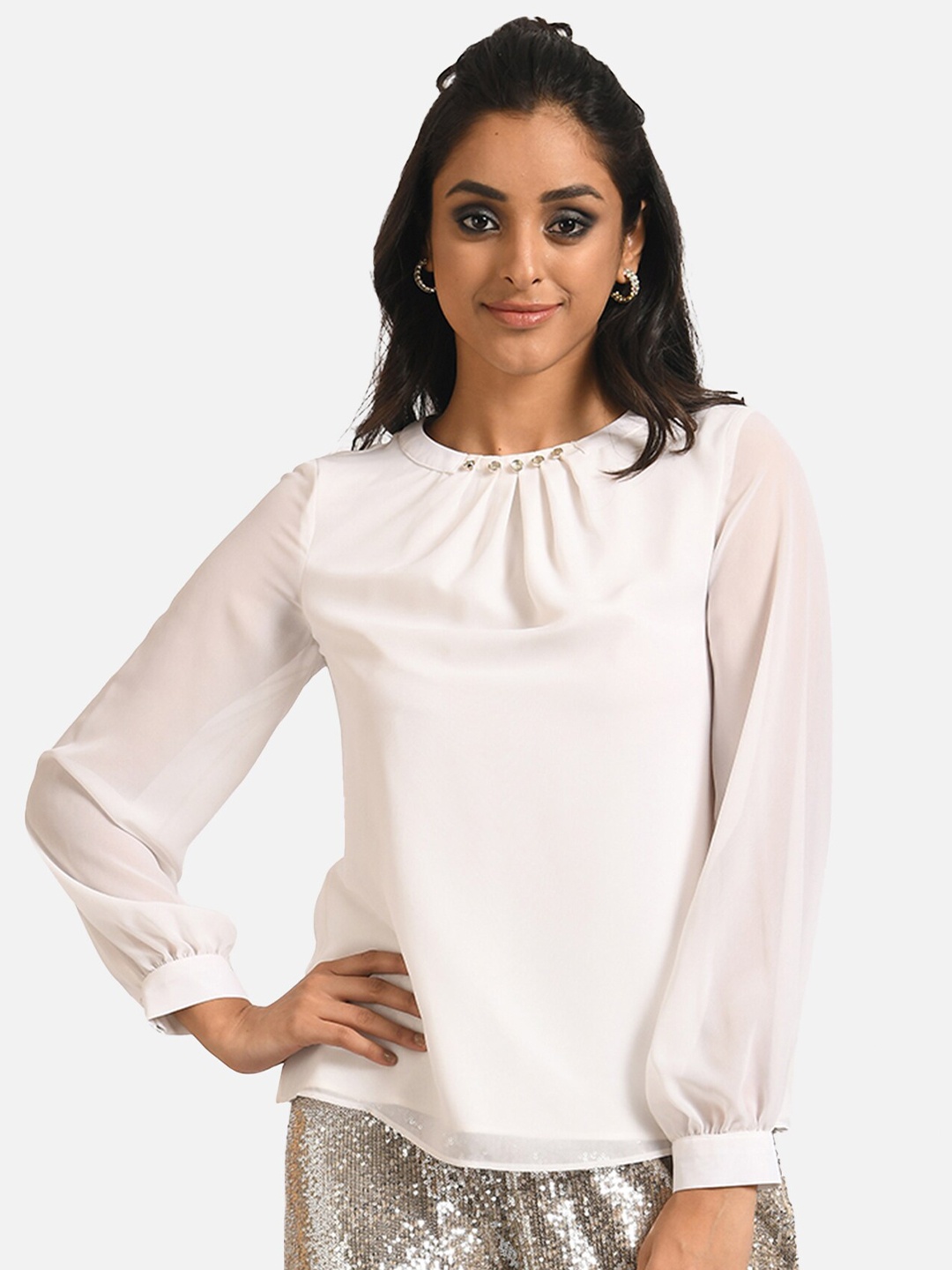 

ATTIC SALT White Georgette Top