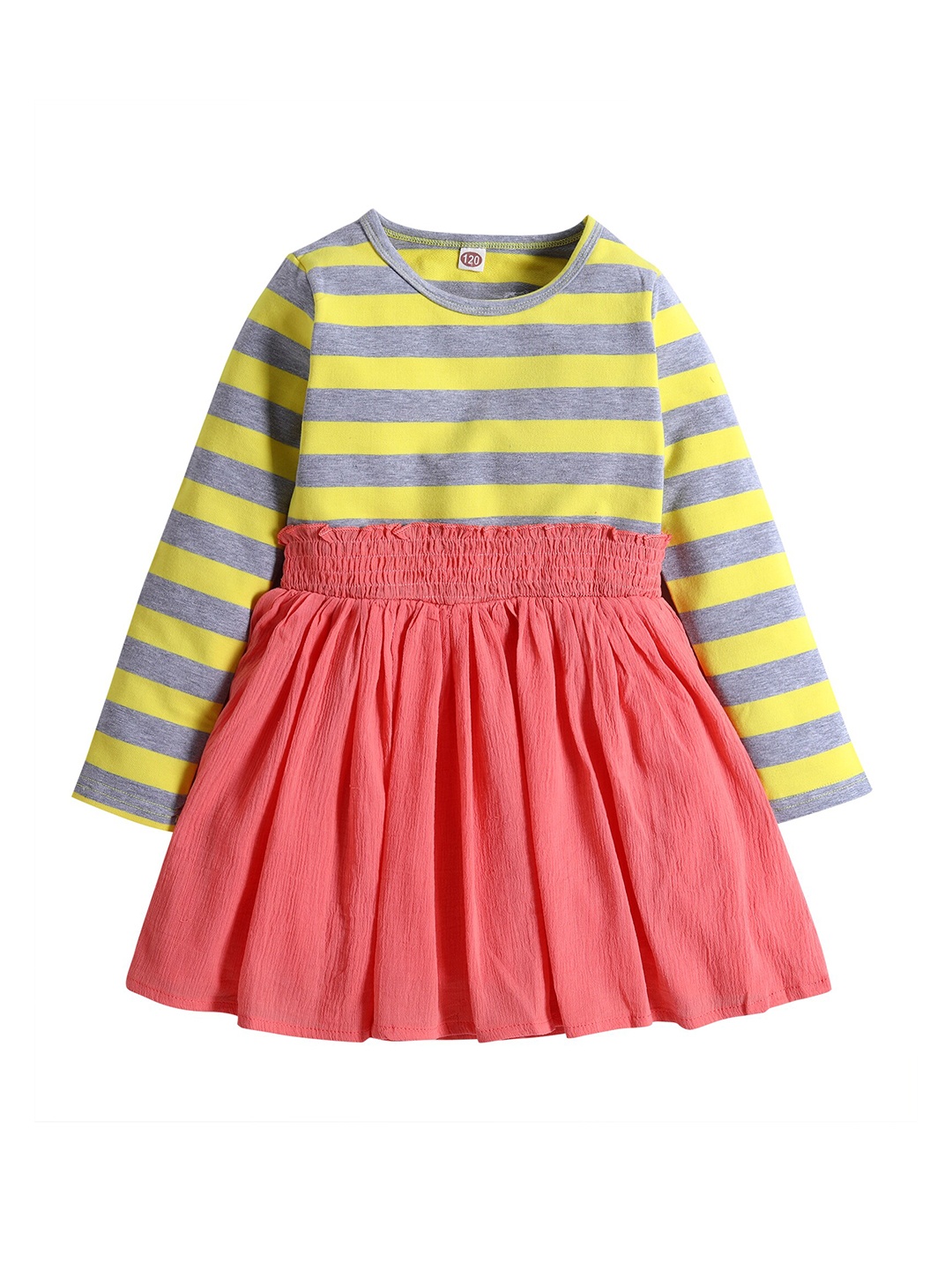 

Hopscotch Orange & Yellow Striped Fit & Flare Dress