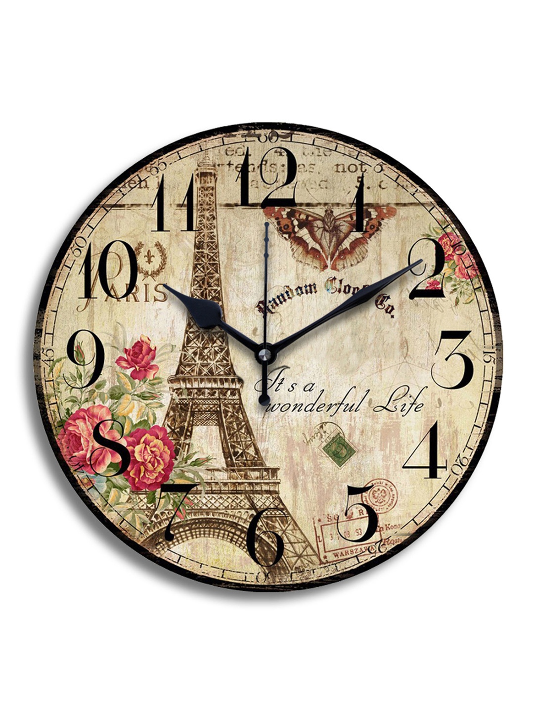 

RANDOM Designer Multicoloured Eiffel Tower 29.2 cm x 29.2 cm Analogue Wall Clock, Multi