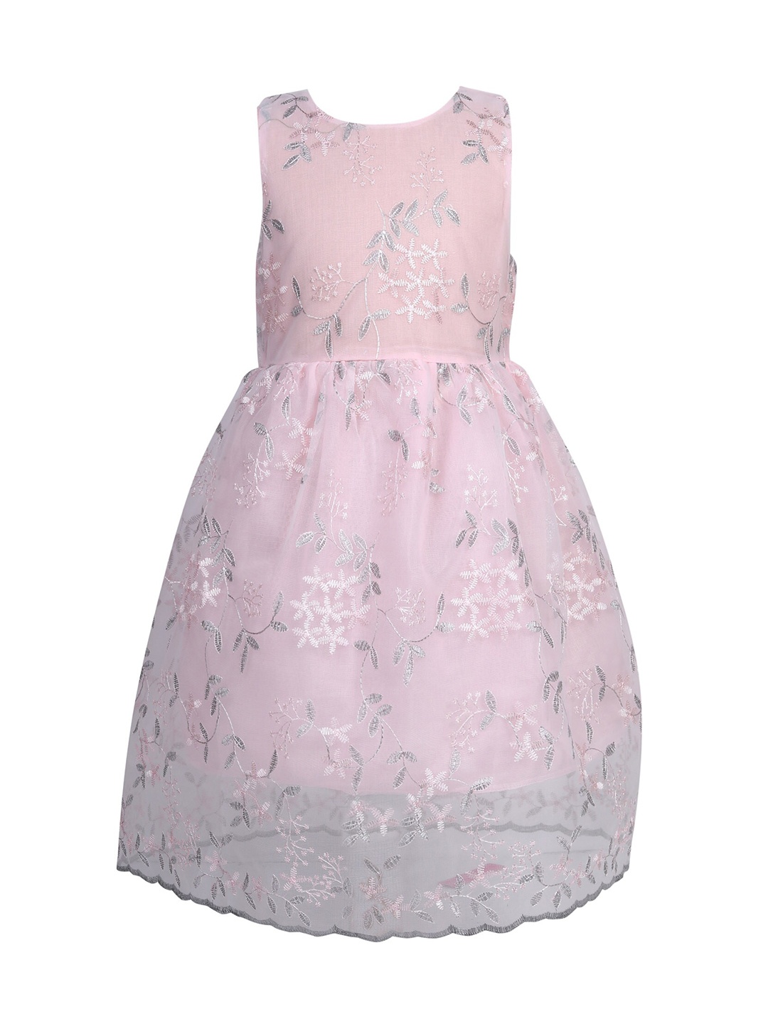 

Hopscotch Pink Floral Embroidered Fit & Flare Dress