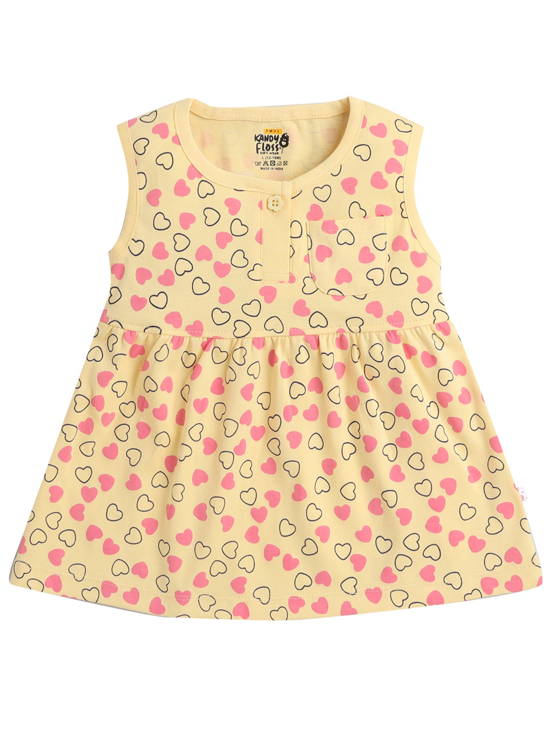 

Hopscotch Girls Yellow Printed Cotton A-Line Dress