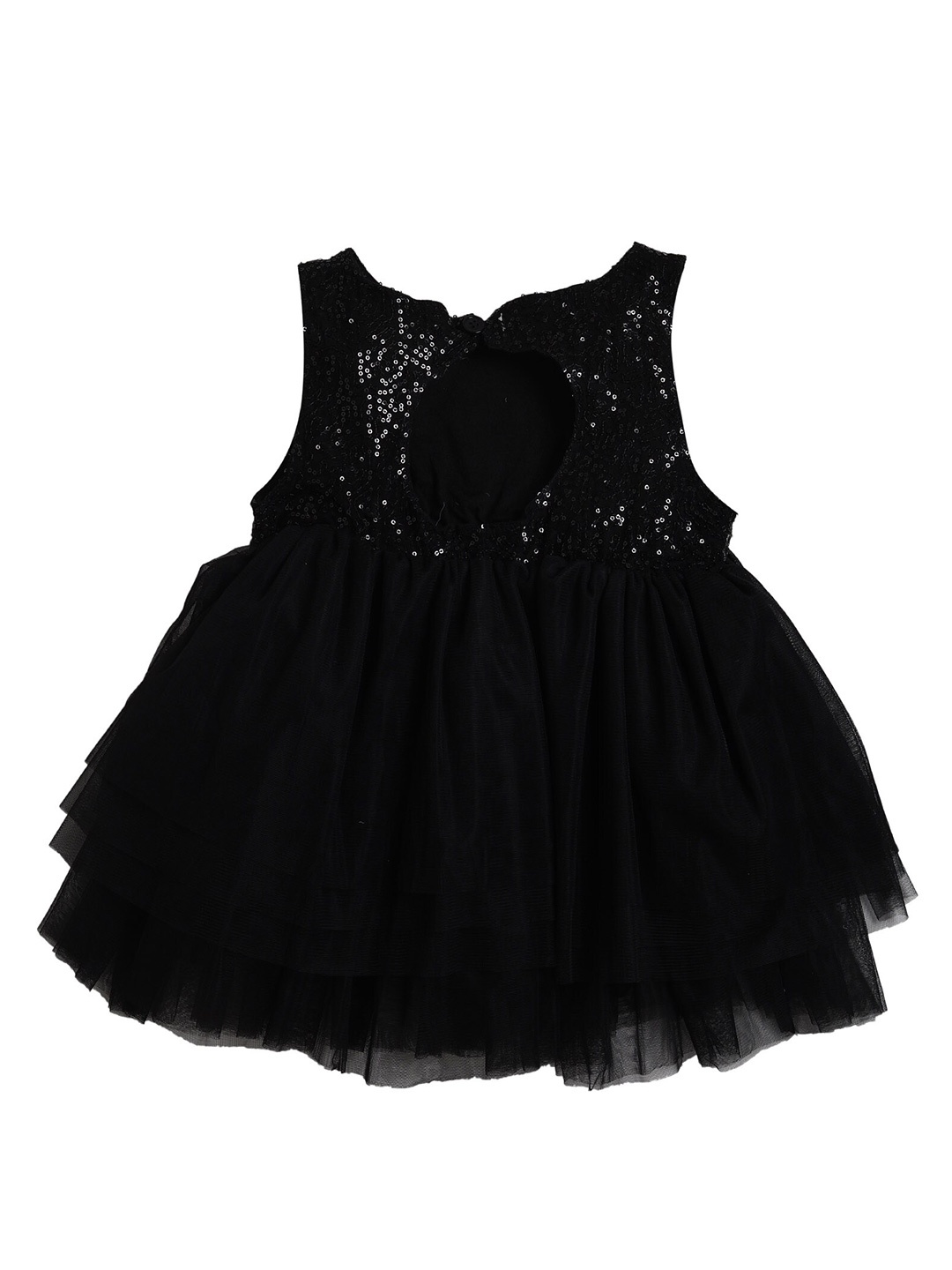 

Hopscotch Girls Black Mermaid Sequinned Embellished Fit & Flare Dress with Styled Back