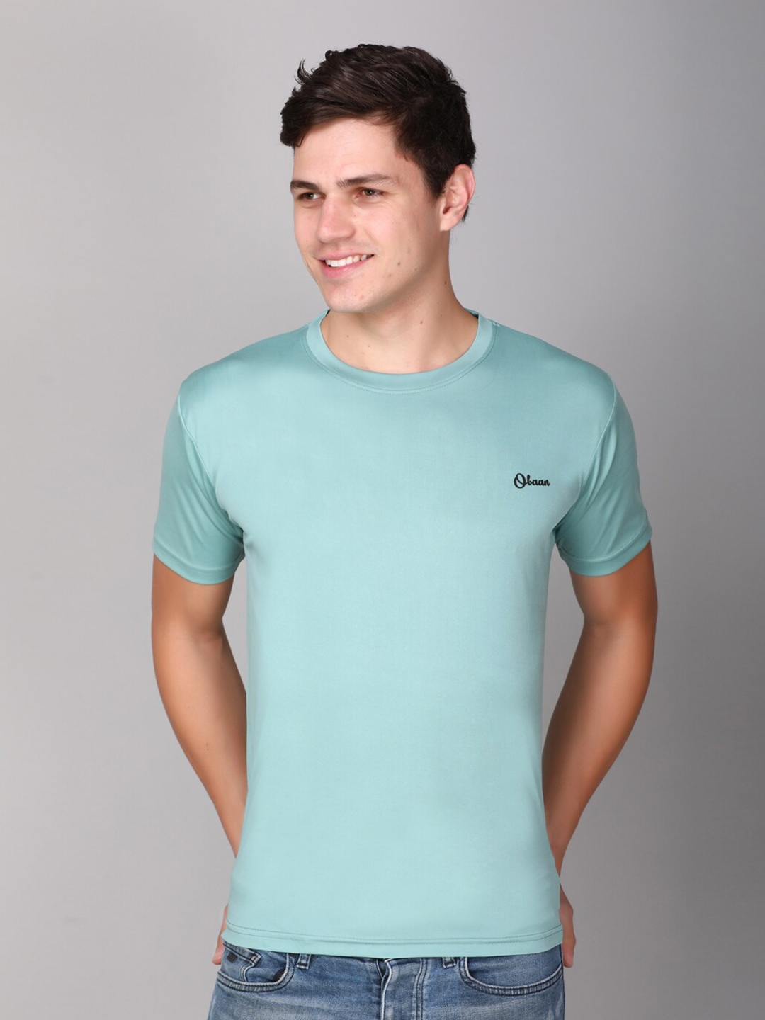 

Obaan Men Green Solid Dri-FIT Running T-shirt