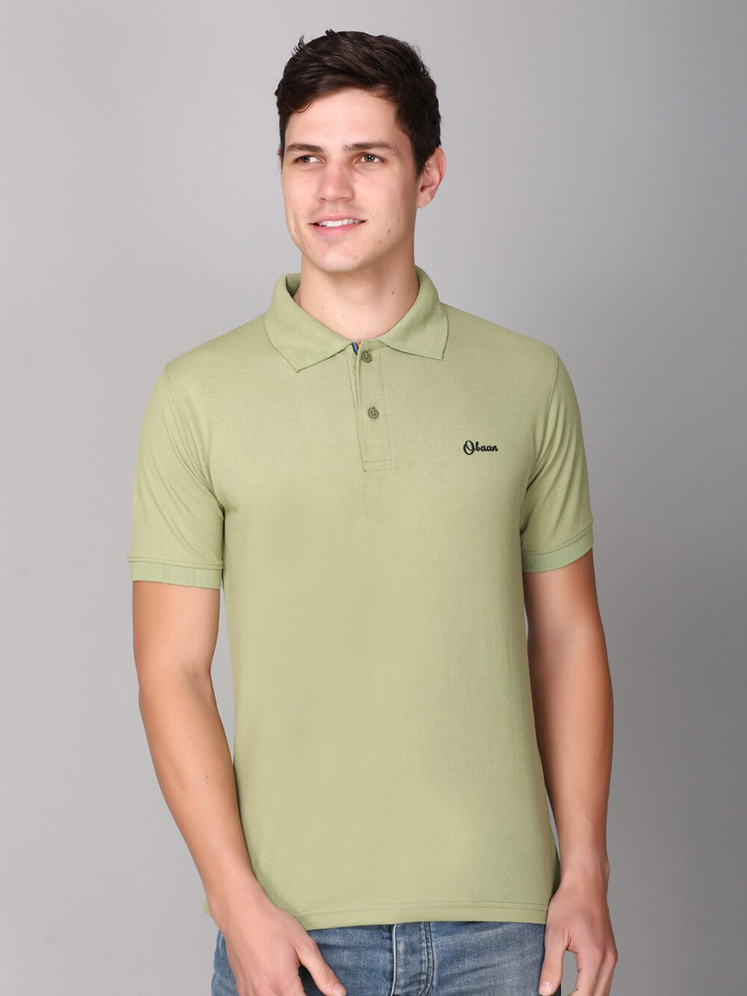 

Obaan Men Green Polo Collar T-shirt