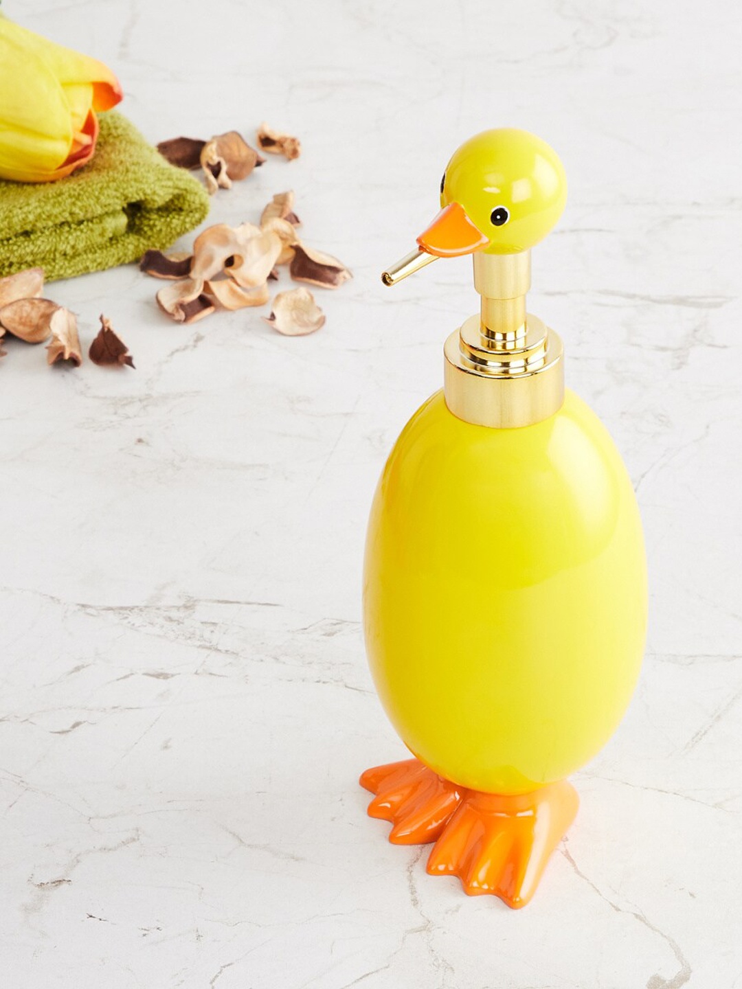 

Home Centre Yellow Solid Polyresin Soap Dispenser