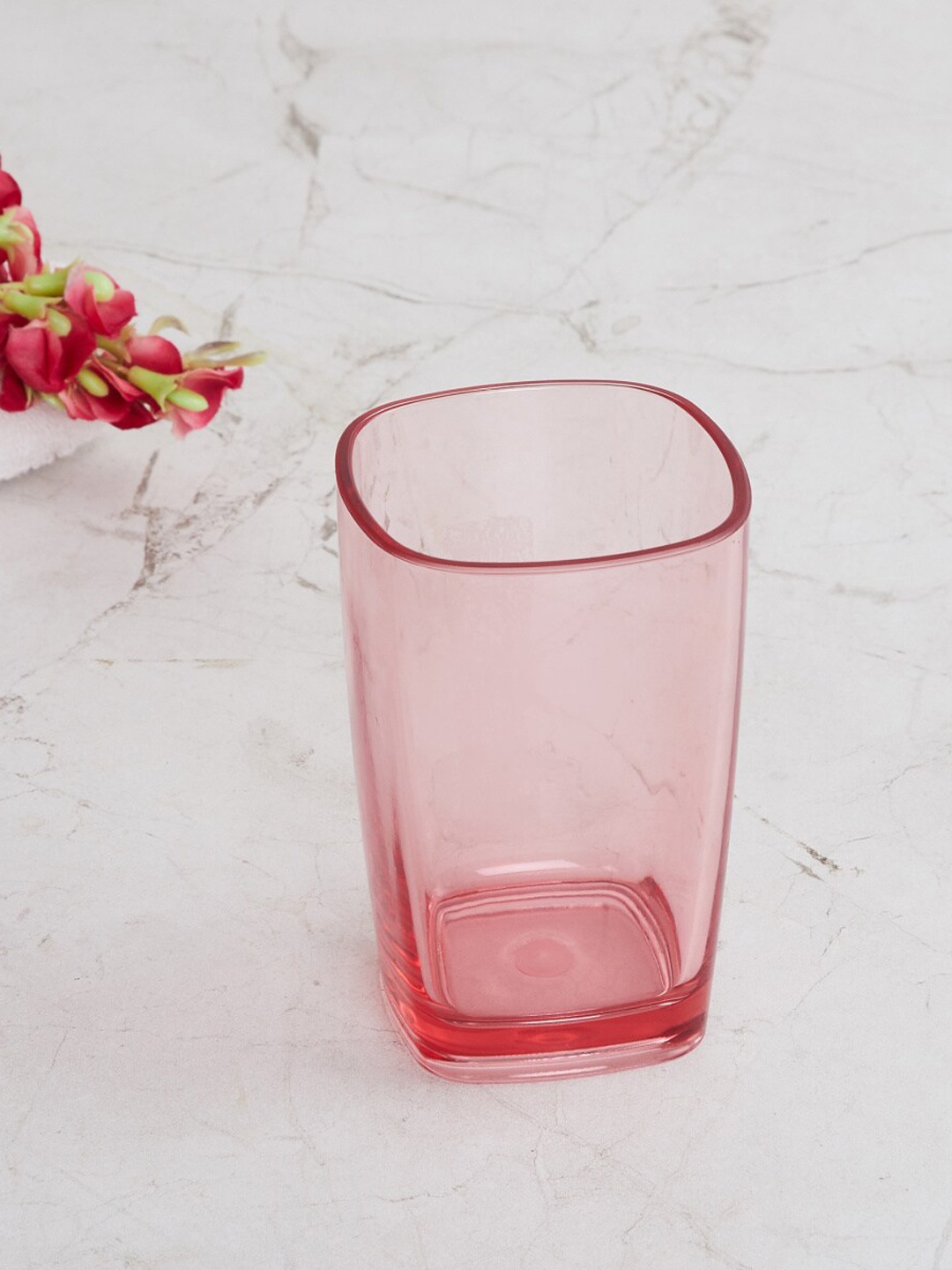 

Home Centre Red Solid Transparent Tooth Brush Holder