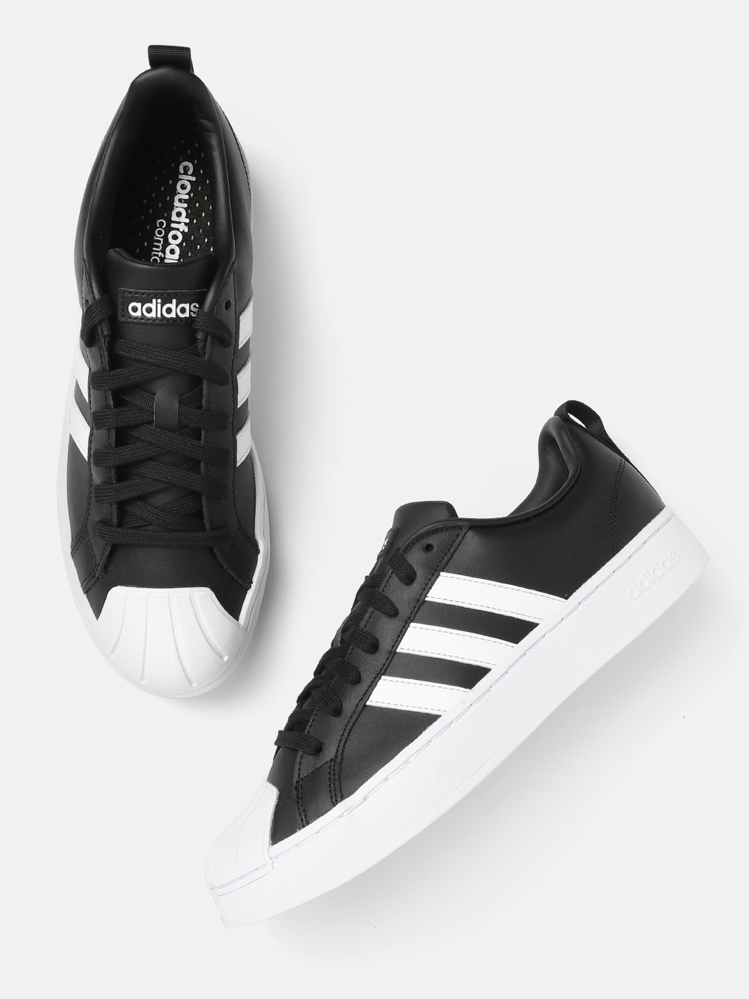 

ADIDAS Men Black & White Leather Interstellar Basketball Shoes