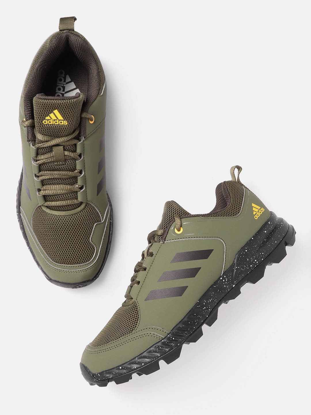 

ADIDAS Men Olive Green & Black Woven Design Gokyo Pro Running Shoes