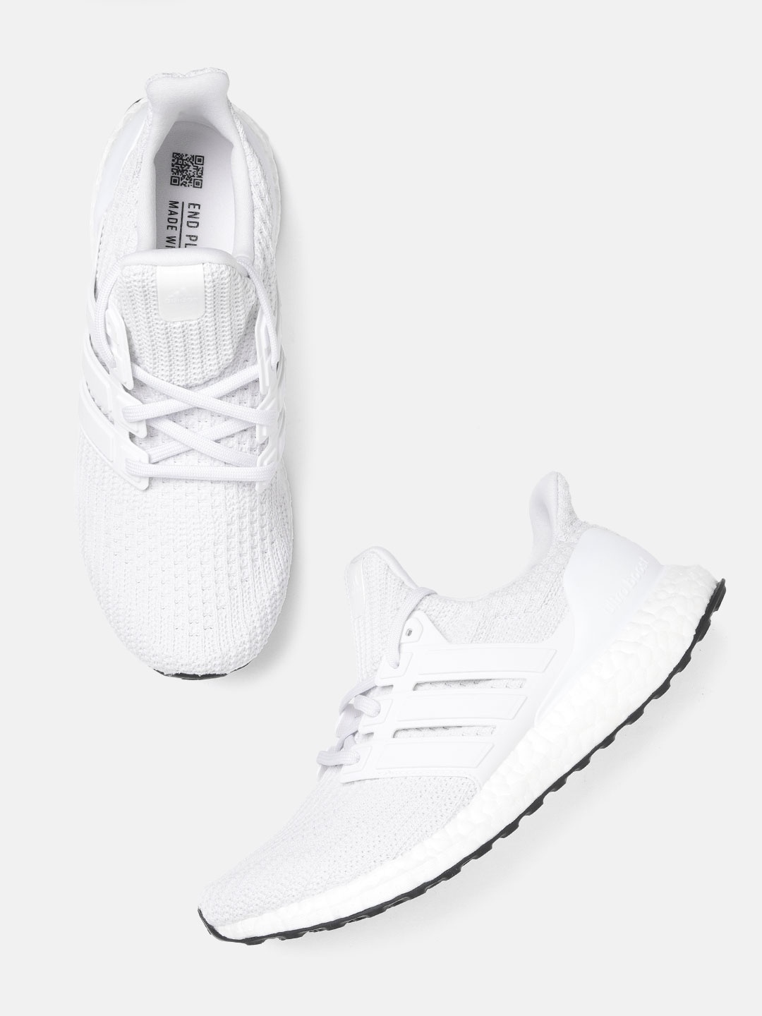 

ADIDAS Men White Woven Design Ultraboost DNA Sustainable Running Shoes