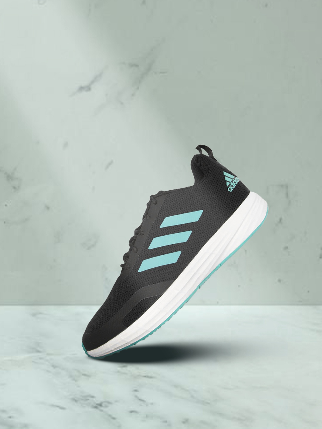 

Adidas Men Black & Turquoise Blue Woven Design Run Stunner Shoes