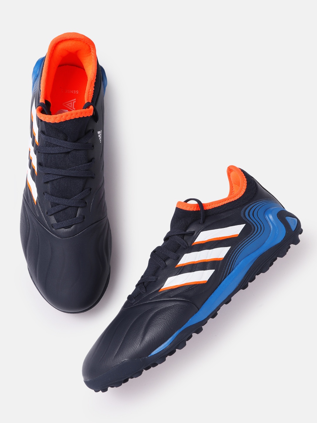 

ADIDAS Men Blue & White Striped Copa Sense.3 TF Leather Football Shoes Excluding Trims