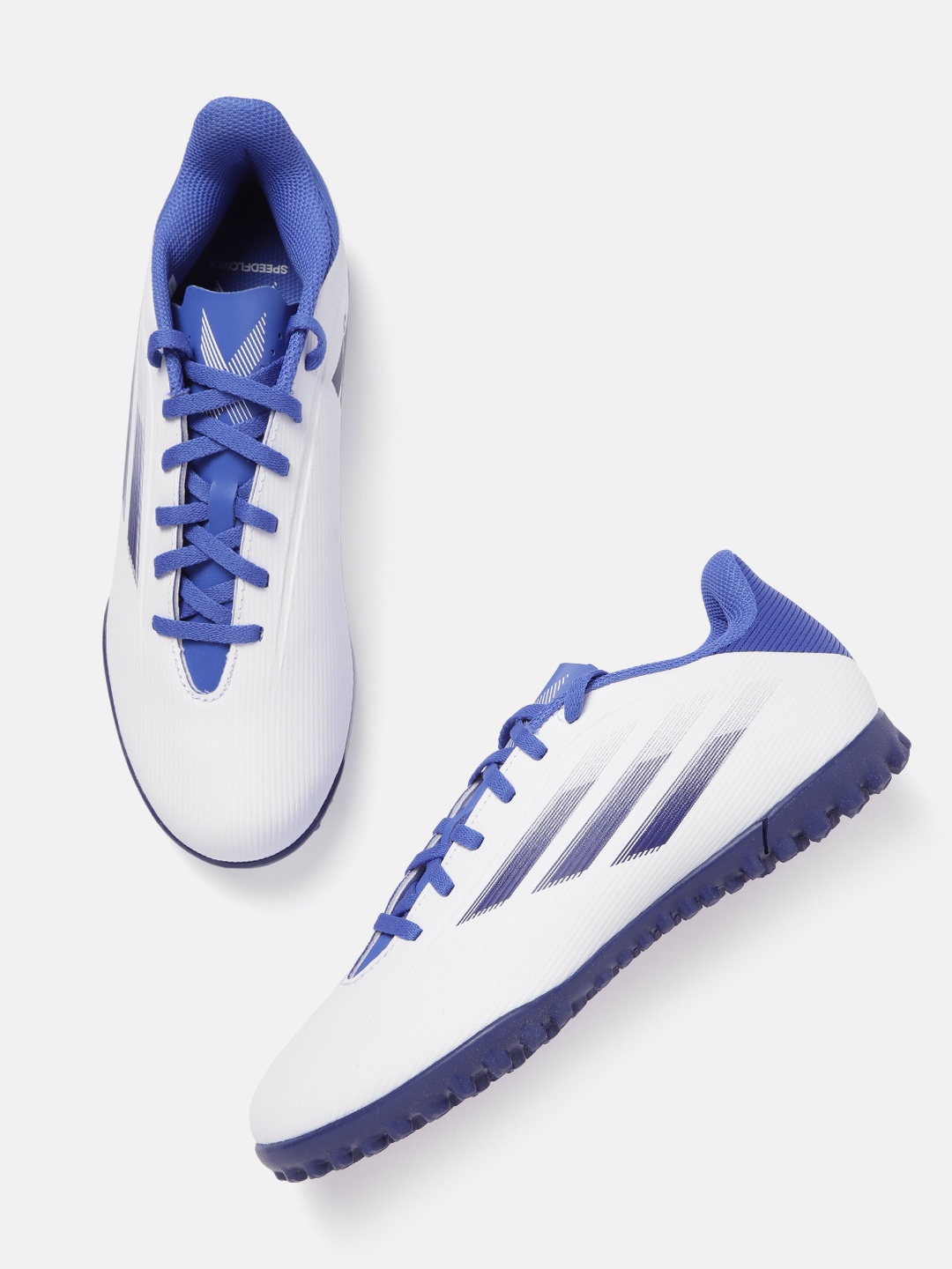 

ADIDAS Men White & Blue Solid X Speedflow.4 TF Sustainable Football Shoes