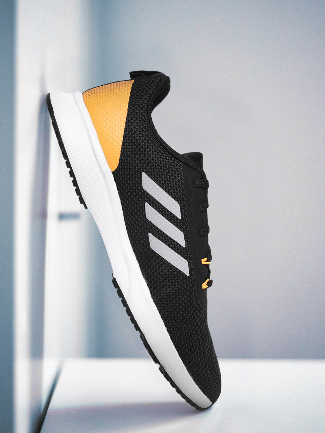 

ADIDAS Men Black & Orange Woven Desgin Glowrun Reflective Running Shoes
