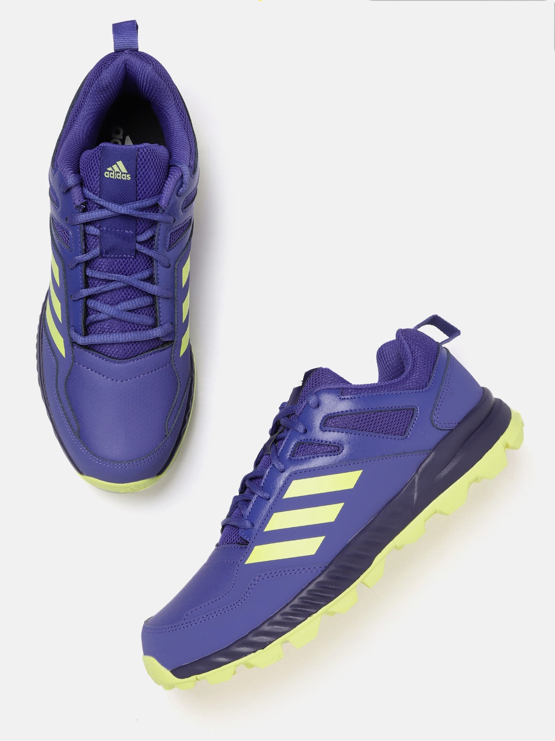 

ADIDAS Men Blue & Yellow Woven Design Perforated Cri Rise V2 Cricket Shoes