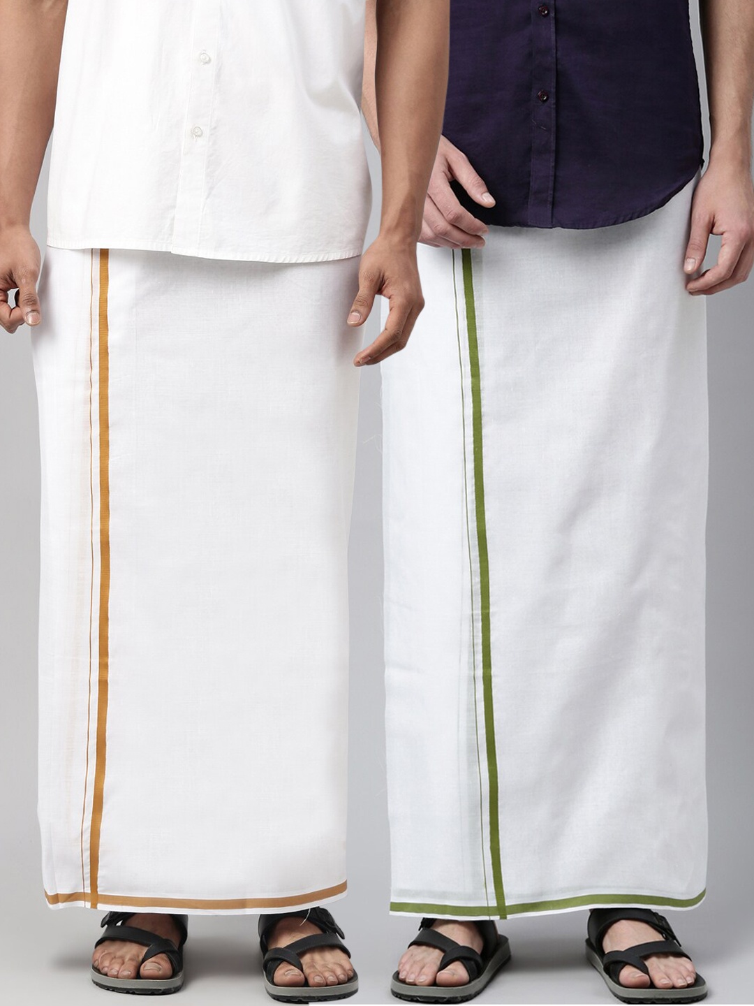 

WHITE HEART Men Pack of 2 White Solid Pure Cotton Dhoti