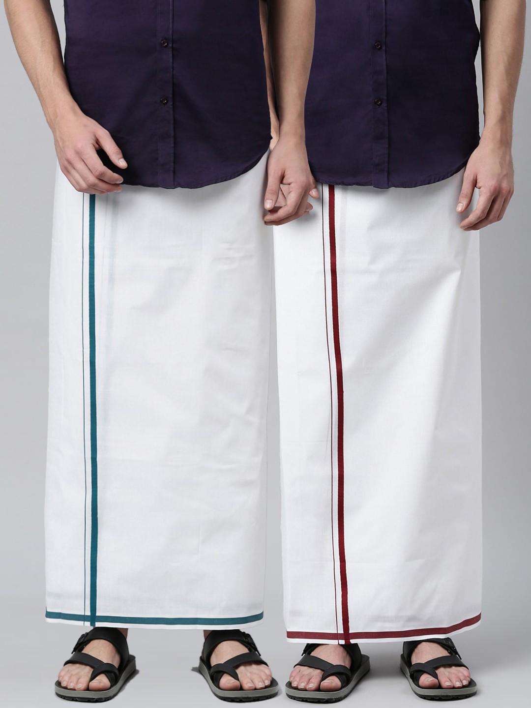 

WHITE HEART Men Pack of 2 White Solid Pure Cotton Dhoti