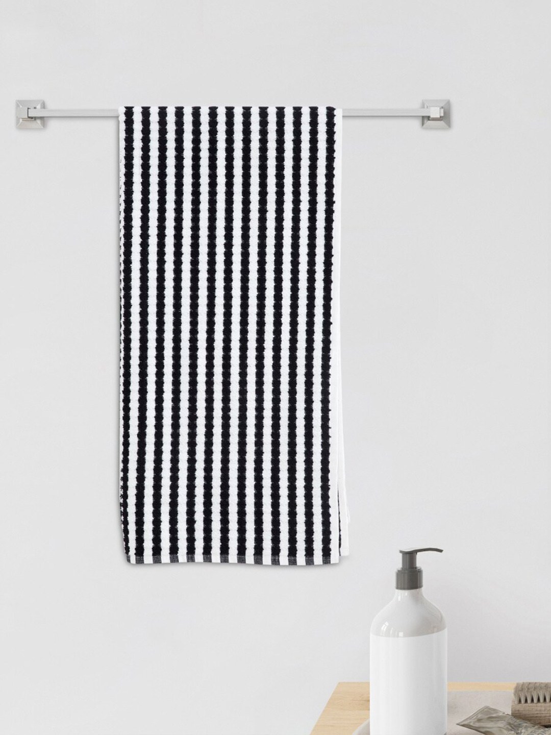 

Home Centre Black & White Striped 210 GSM Bath Towel