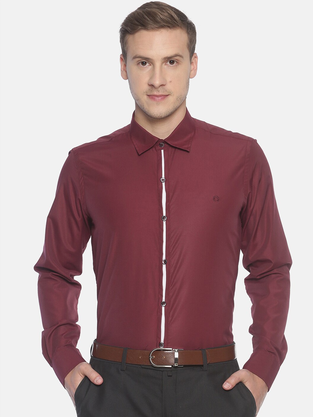 

COUPER & COLL Men Maroon Premium Slim Fit Formal Shirt