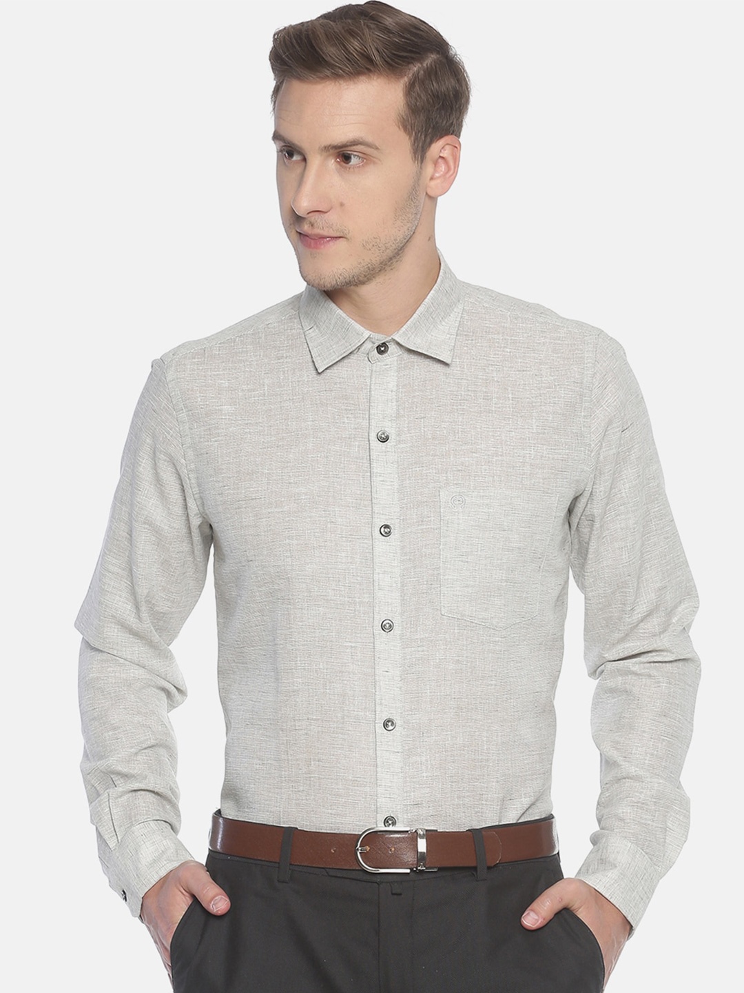 

COUPER & COLL Men Premium Slim Fit Pure Cotton Formal Shirt, Grey