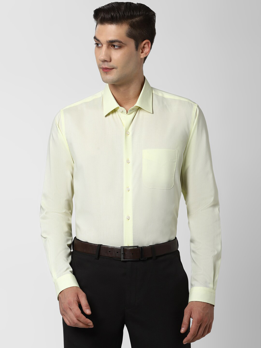 

Peter England Men Yellow Pure Cotton Formal Shirt