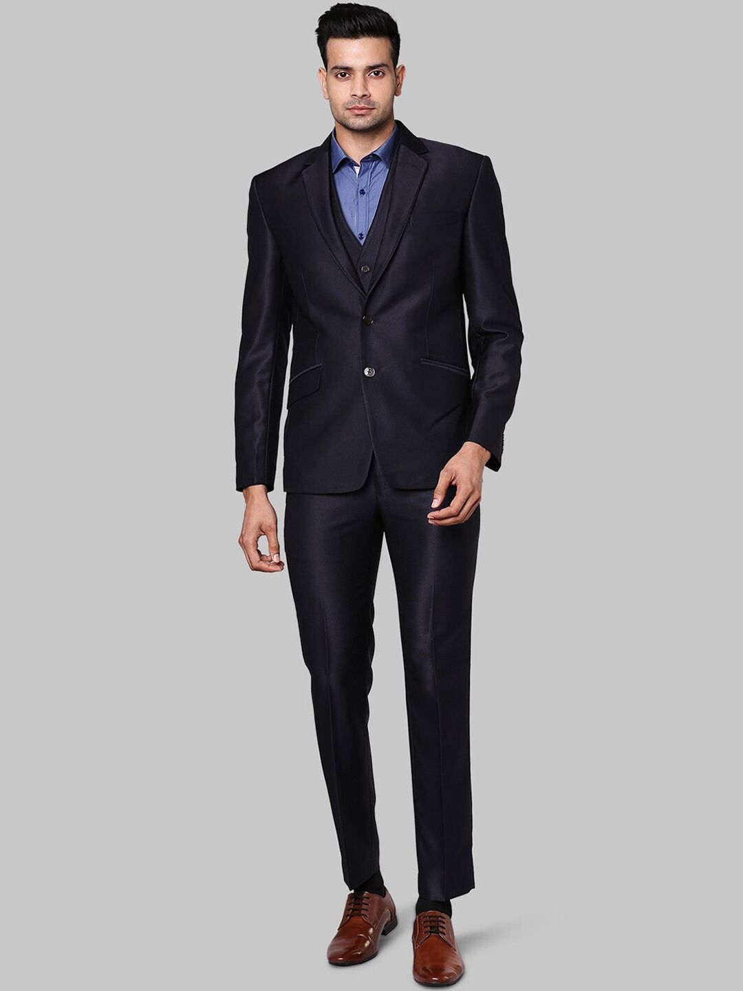 

Park Avenue Men Purple Single-Breasted Super Slim Fit Party Suit