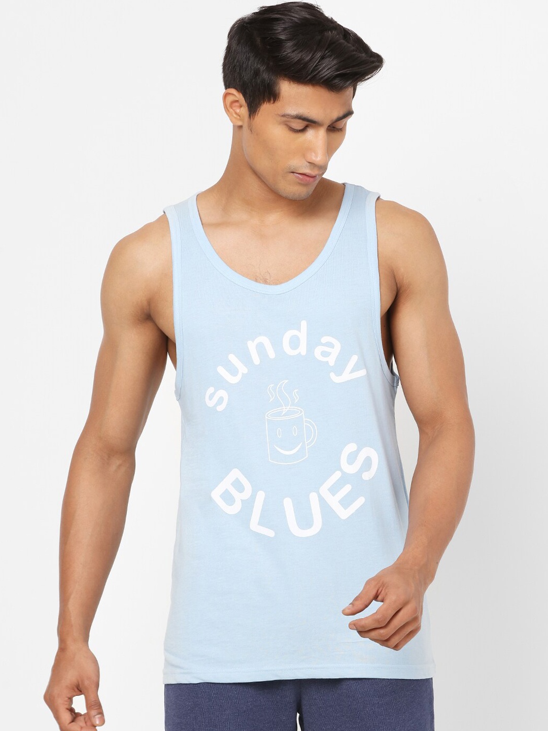

Ajile by Pantaloons Men Blue & White Printed Innerwear Vests